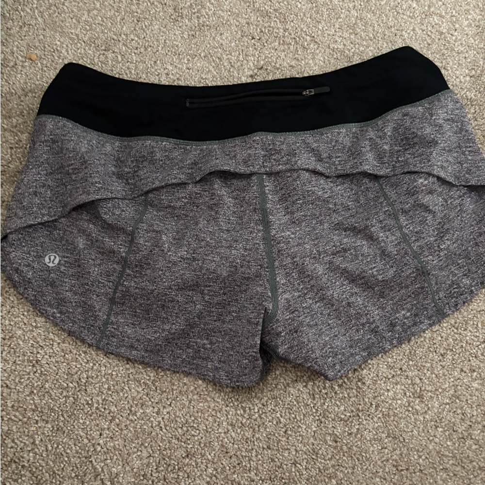 lululemon athletica Women's Black and Gray Athletic Running Shorts